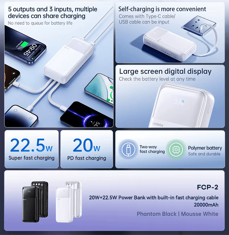 Portable Powerbank 20W Fast Charging Power Banks 20000mAh LS-FC2