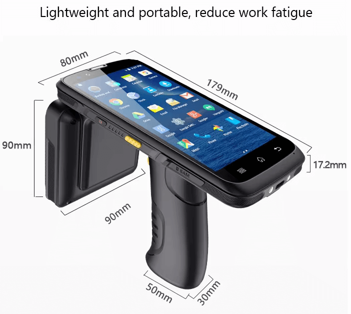 Leeshion factory industry handheld uhf rfid reader LSHC720S with 10000mAh battery