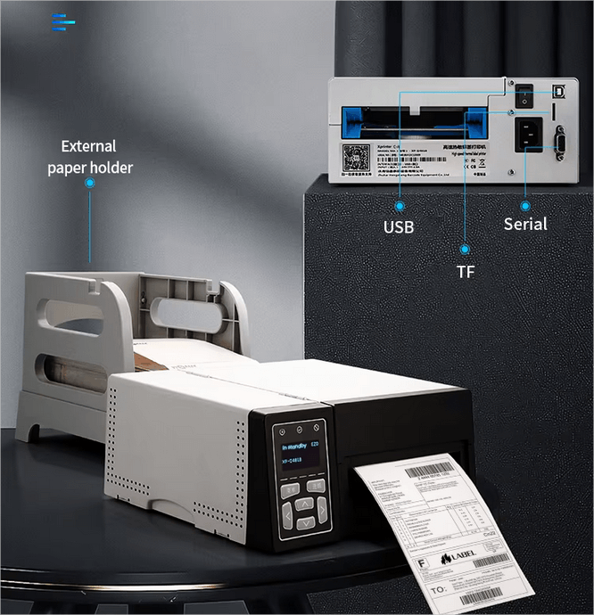 120mm Industrial Thermal Label Printer Support QR Code Printing Label Sticker LS-2084A