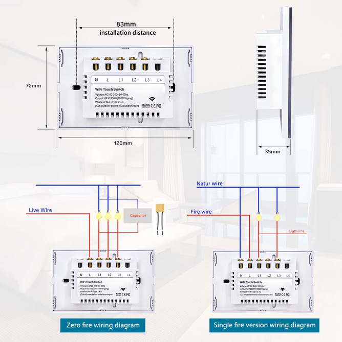 Tuya WiFi Smart Switch (US 110V) | Wholesale ODM Service| US standard 3-Gang