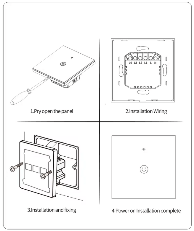 Tuya WiFi Smart Switch | OEM Manufacturer| CE/FCC Certified |EU/UK Standard 4-Gang