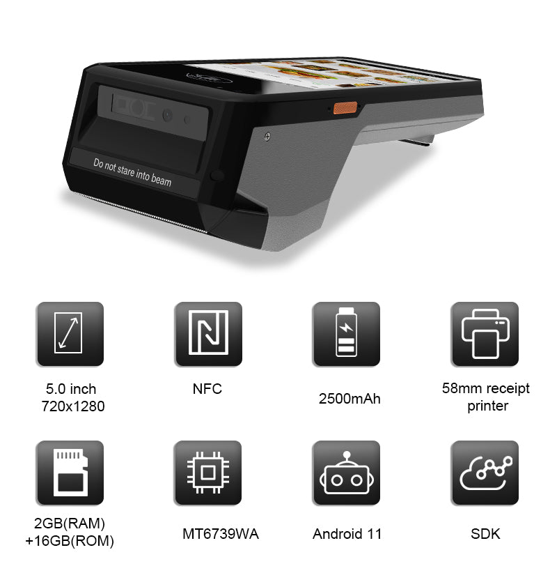 Handheld POS Terminal Smart Printer 4G Wi-Fi Bluetooth V520