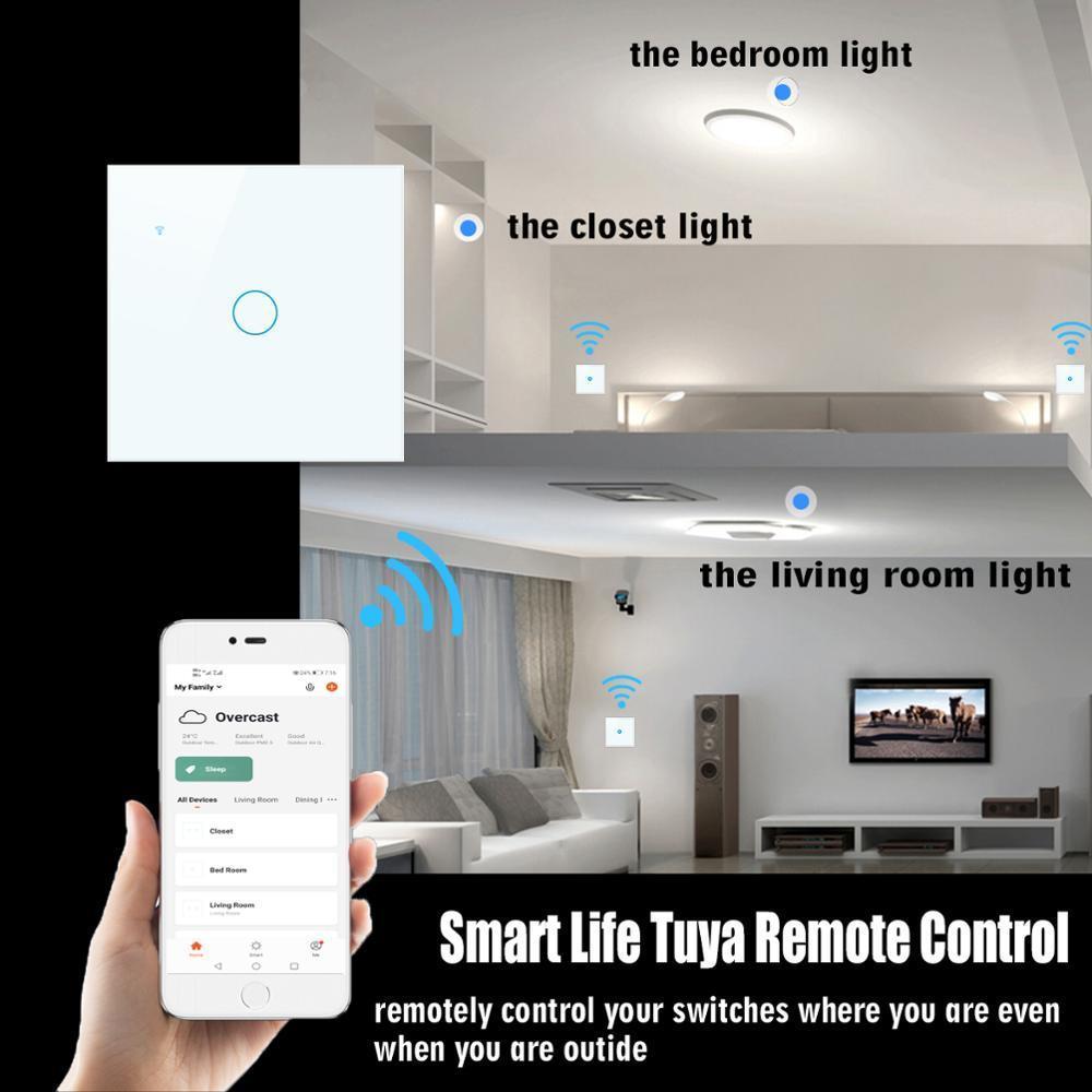 WiFi RF433 Smart Switch Tuya Remote Control Single Fire Work with Alexa--EU Standard