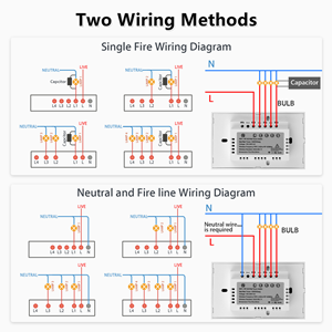 2.4GHz WiFi Wall Touch Smart Switch 1/2/3/4 Gang, US standard