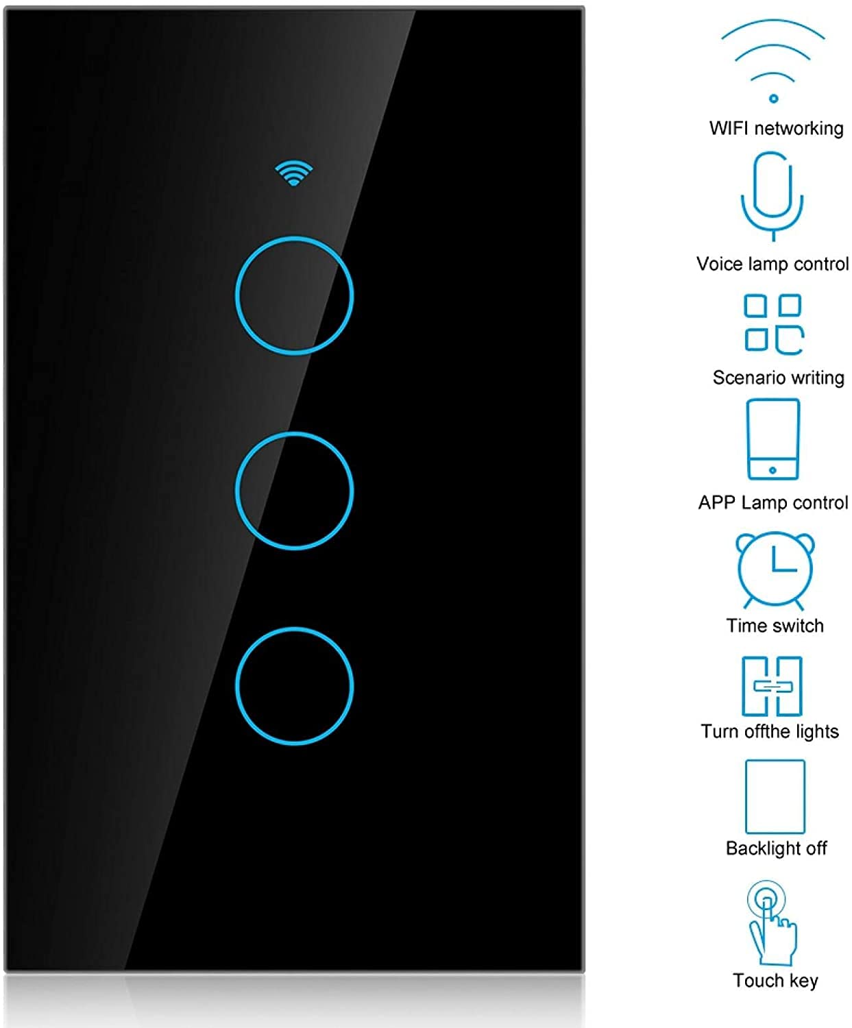 2.4GHz WiFi Wall Touch Smart Switch 1/2/3/4 Gang, US standard